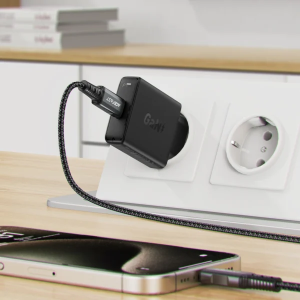 Acefast A65 PD 20W GaN USB-C Ultra Slim Wall Charger - Blackeng