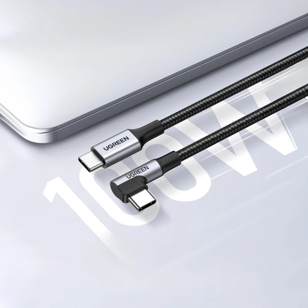 Ugreen US334 70645 USB-C (angled) / USB-C (straight) cable 100W PD 2m - blackeng
