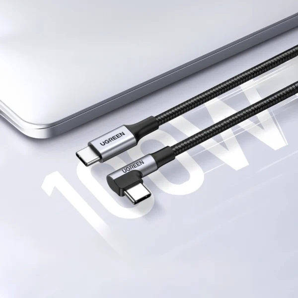 Ugreen US334 70645 USB-C (angled) / USB-C (straight) cable 100W PD 2m - blackeng