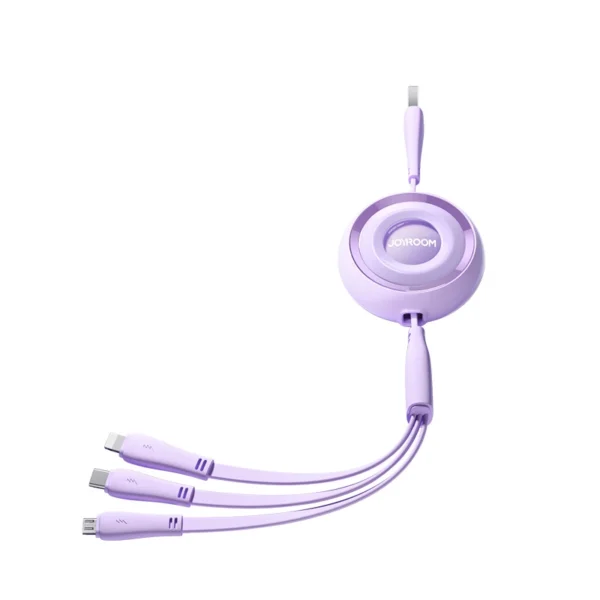 Joyroom Colorful Series S-A40 Cable Retractable 3in1 USB-A - USB-C / Lightning / Micro USB 1m - Purpleeng