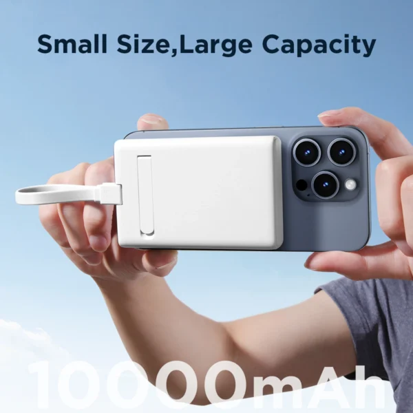 Powerbank Joyroom JR-PBM01 magnetic 10000mAh 20W with stand + Lightning cable - USB-C - whiteeng