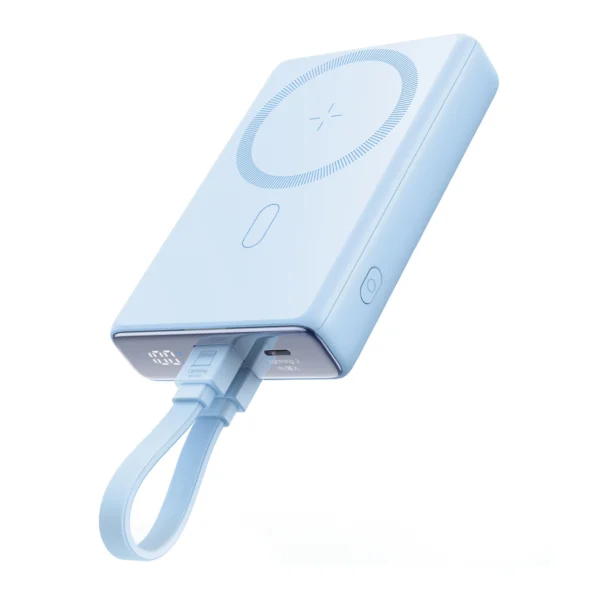 Powerbank Joyroom JR-PBM01 magnetic 10000mAh 20W with stand + Lightning cable - USB-C - blueeng