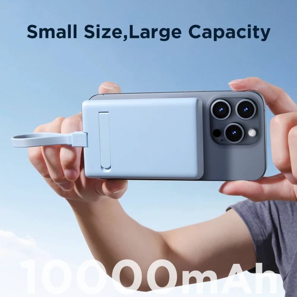 Powerbank Joyroom JR-PBM01 magnetic 10000mAh 20W with stand + Lightning cable - USB-C - blueeng