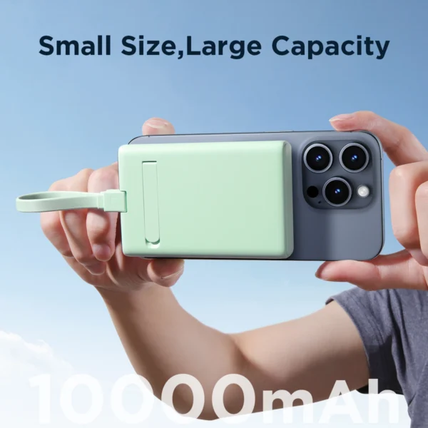 Powerbank Joyroom JR-PBM01 magnetic 10000mAh 20W with stand + Lightning cable - USB-C - greeneng