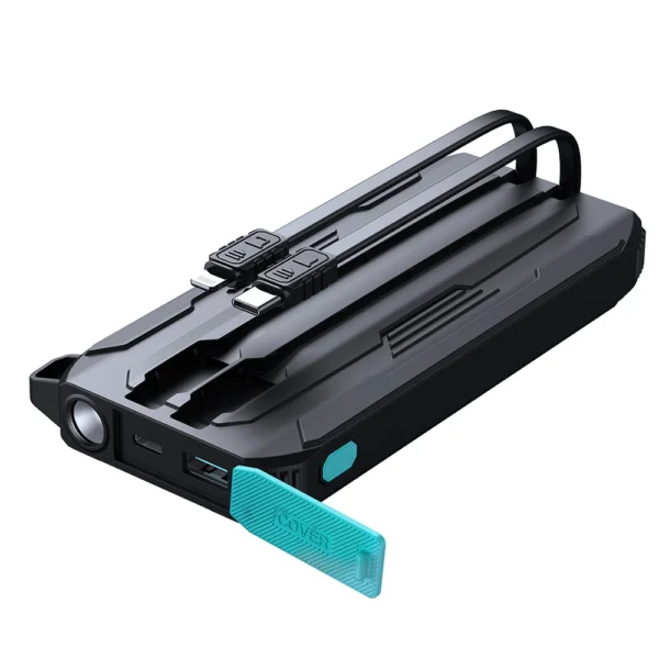 Joyroom JR-L017 22.5W 10000mAh Powerbank with built-in USB-C / Lightning cables - blackeng