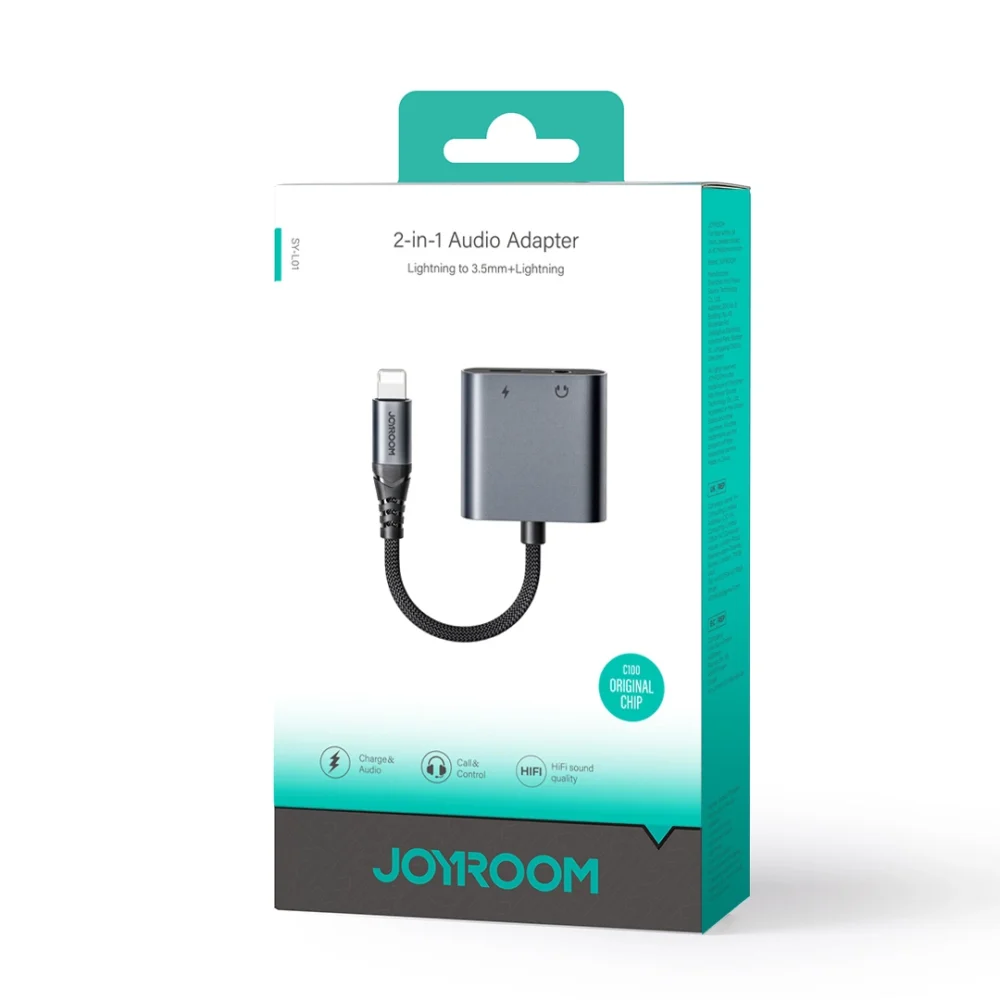 Joyroom SY-L01 Lightning to Lightning / 3.5 mm mini jack DAC adapter 2in1 - blackeng