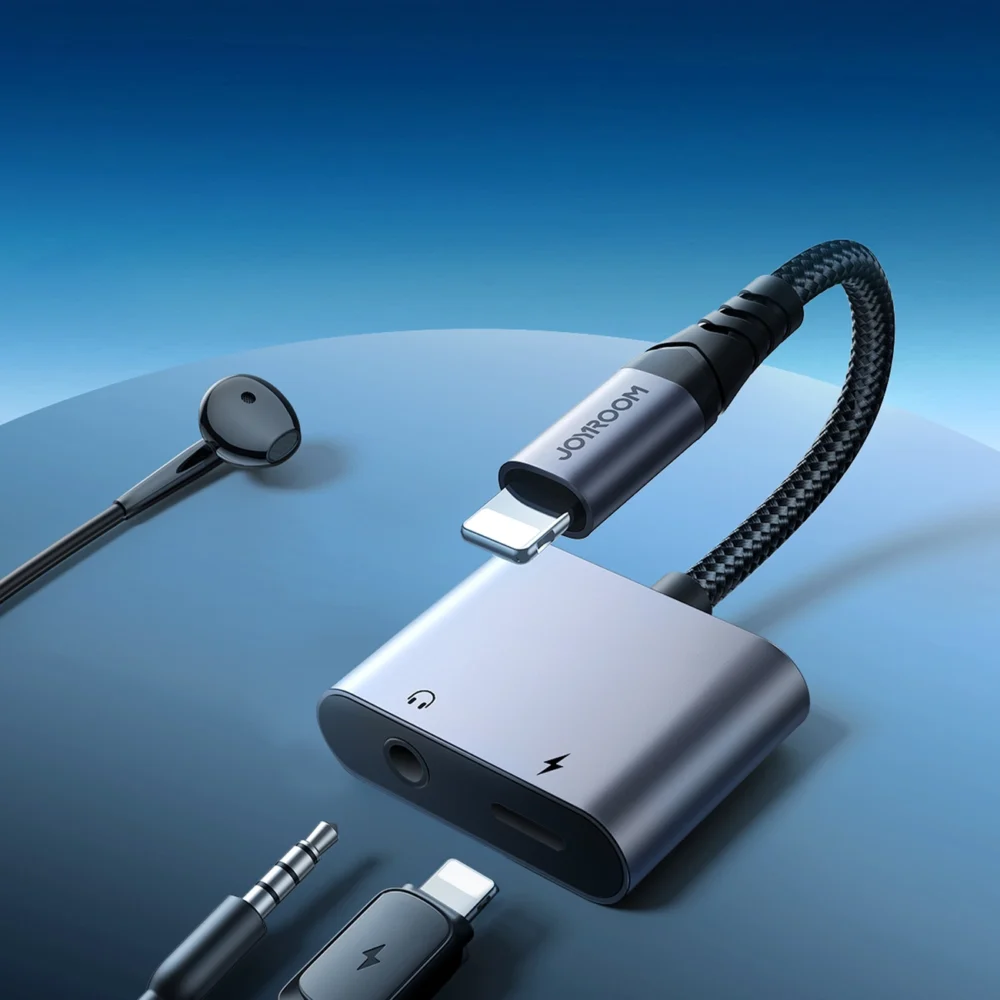 Joyroom SY-L01 Lightning to Lightning / 3.5 mm mini jack DAC adapter 2in1 - blackeng