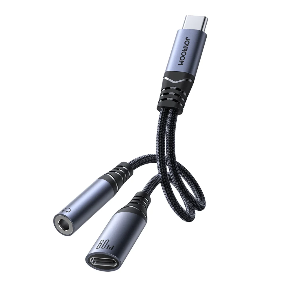 Joyroom SY-C02 2in1 DAC adapter USB-C to USB-C / 3.5 mm mini jack - blackeng
