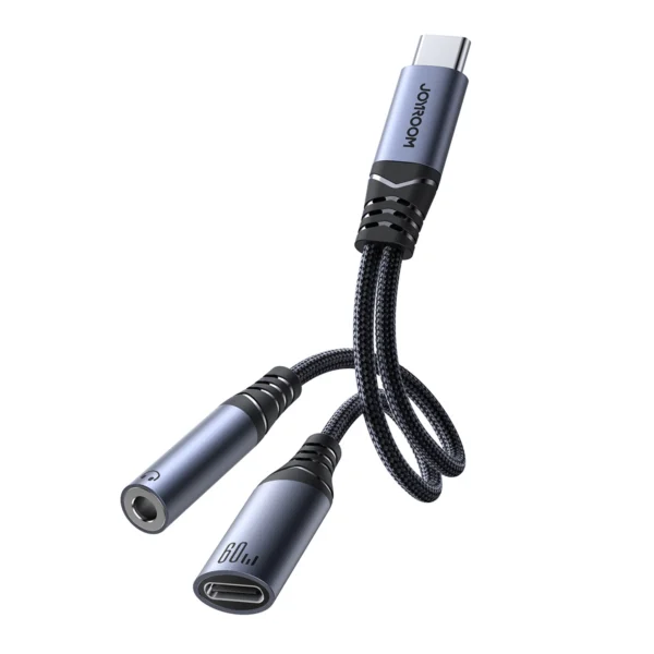 Joyroom SY-C02 2in1 DAC adapter USB-C to USB-C / 3.5 mm mini jack - blackeng