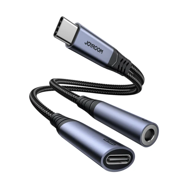 Joyroom SY-C02 2in1 DAC adapter USB-C to USB-C / 3.5 mm mini jack - blackeng