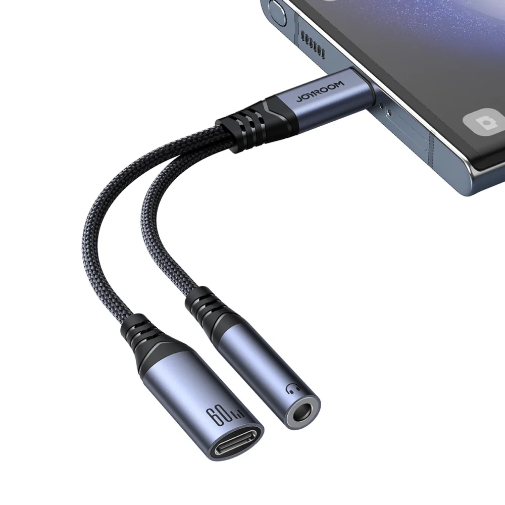 Joyroom SY-C02 2in1 DAC adapter USB-C to USB-C / 3.5 mm mini jack - blackeng