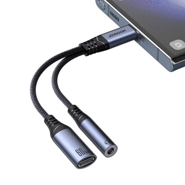 Joyroom SY-C02 2in1 DAC adapter USB-C to USB-C / 3.5 mm mini jack - blackeng