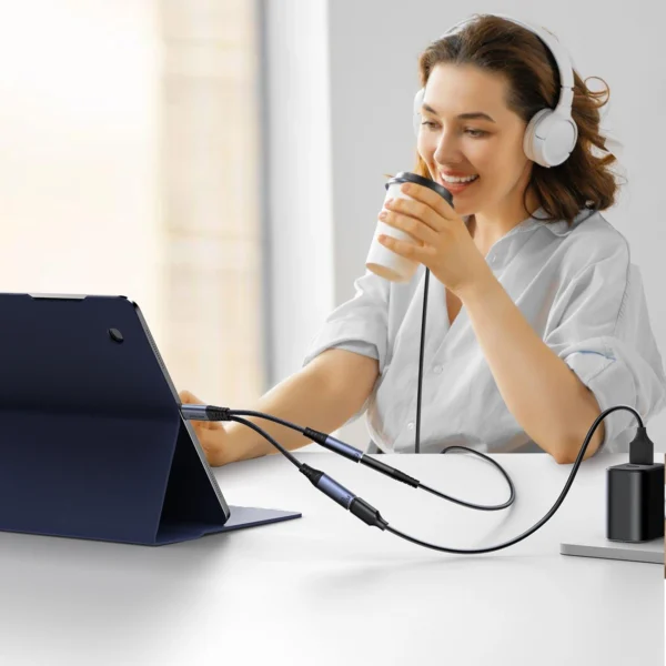 Joyroom SY-C02 2in1 DAC adapter USB-C to USB-C / 3.5 mm mini jack - blackeng