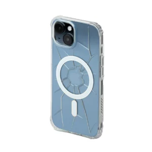 MagSafe Kingxbar PQY Crack Series silicone case for iPhone 15 - transparenteng