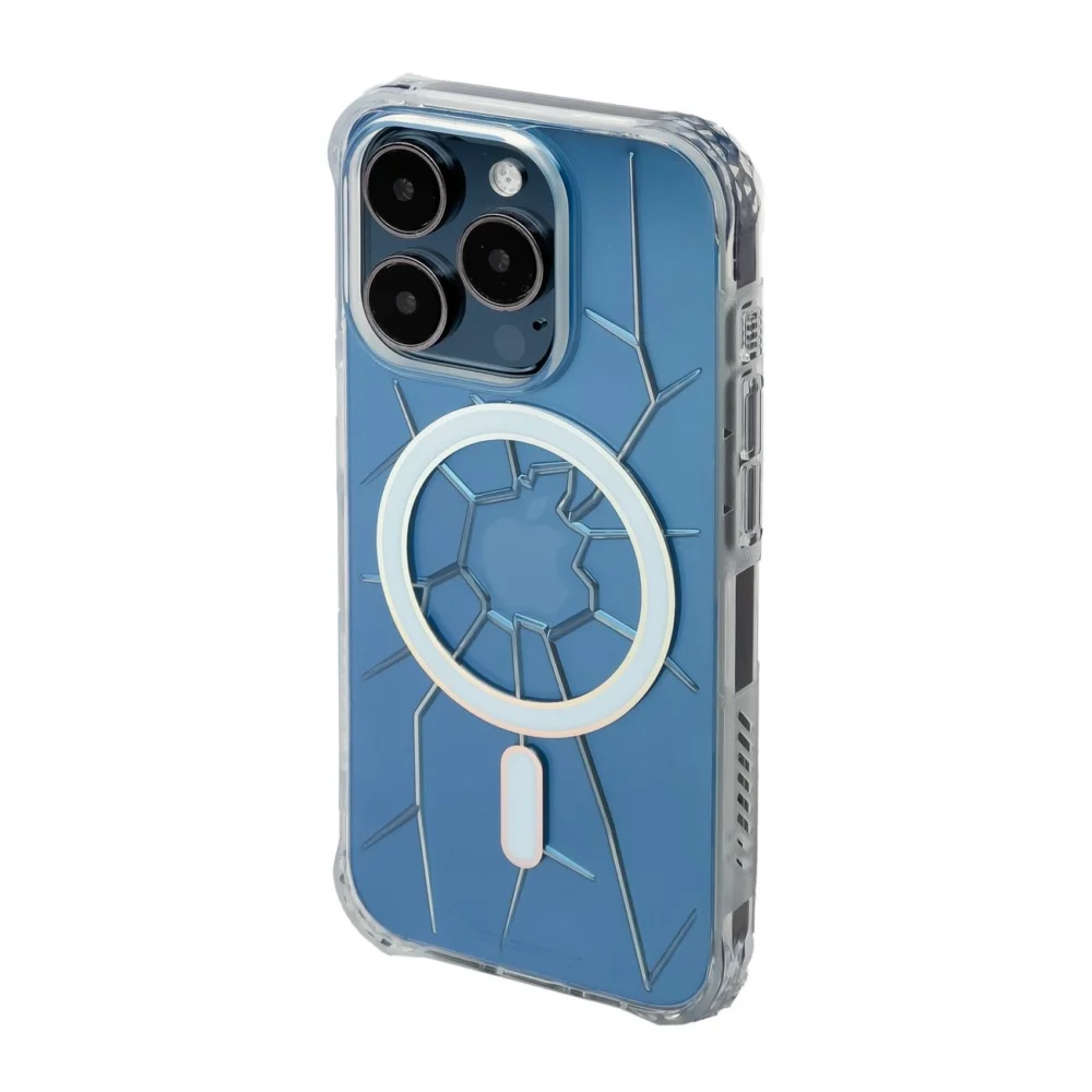 MagSafe Kingxbar PQY Crack Series Silicone Case for iPhone 15 Pro - Transparenteng