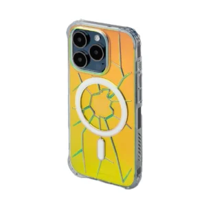 MagSafe Kingxbar PQY Crack Series Silicone Case for iPhone 15 Pro Max - Holographiceng