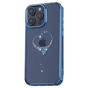 Silicone case with Swarovski crystals Kingxbar Wish Series for iPhone 15 - blueeng