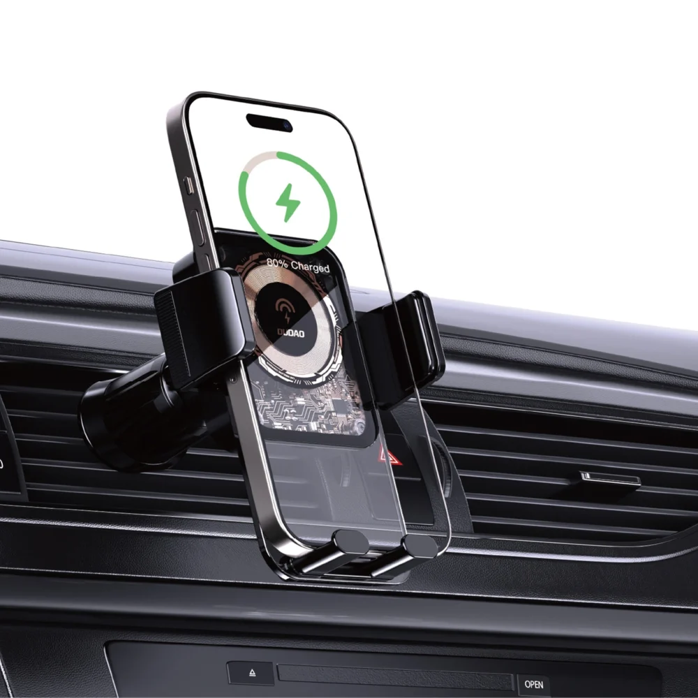 Dudao F19 clamp car holder with 15W inductive charger - blackeng