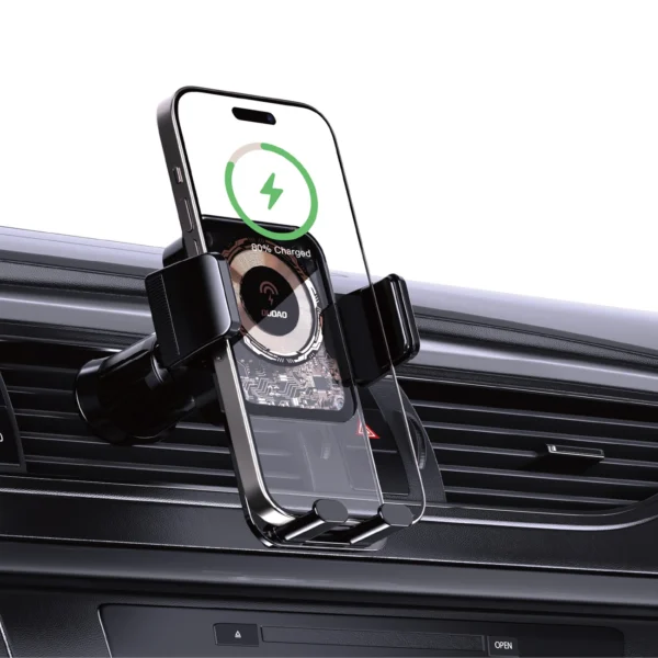 Dudao F19 clamp car holder with 15W inductive charger - blackeng