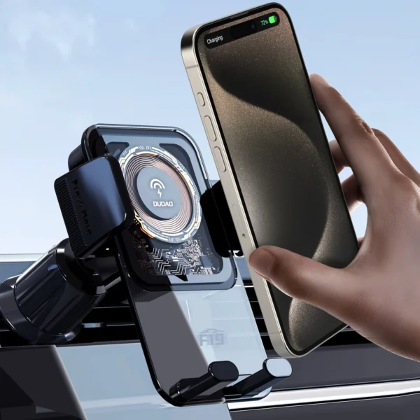 Dudao F19 clamp car holder with 15W inductive charger - blackeng