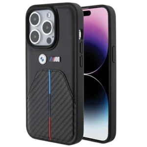 BMW Stamped Tricolor Stripe iPhone 15 Pro Case - Blackeng