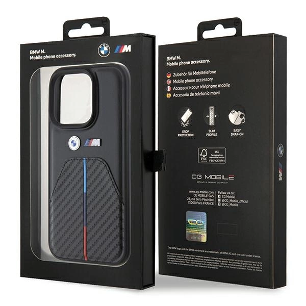 BMW Stamped Tricolor Stripe iPhone 15 Pro Case - Blackeng