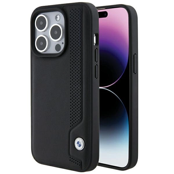 BMW Leather Blue Dots case for iPhone 15 Pro - blackeng