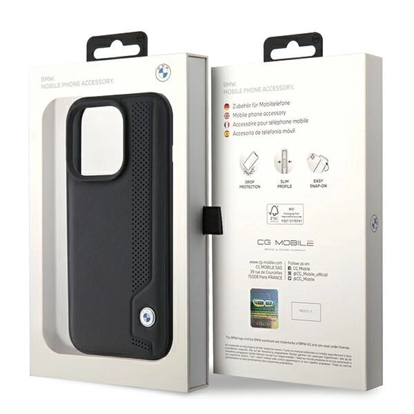 BMW Leather Blue Dots case for iPhone 15 Pro - blackeng