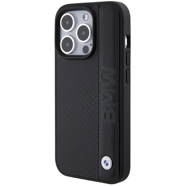 BMW Leather Textured & Stripe case for iPhone 15 Pro - blackeng