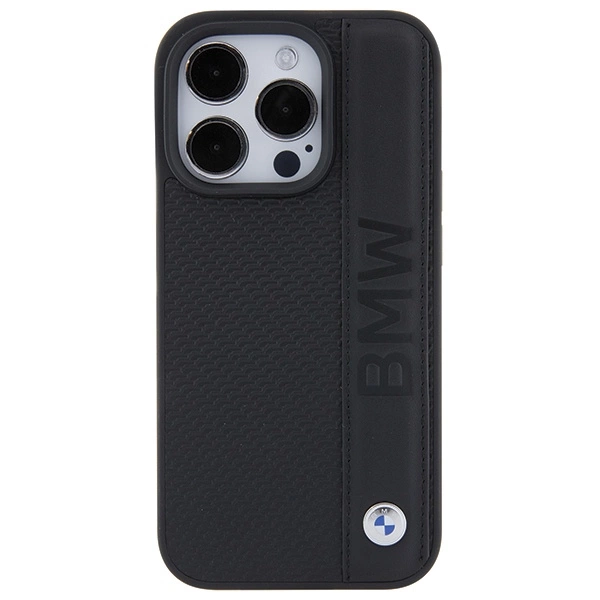 BMW Leather Textured & Stripe case for iPhone 15 Pro - blackeng