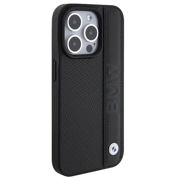 BMW Leather Textured & Stripe case for iPhone 15 Pro - blackeng