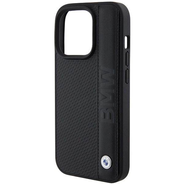 BMW Leather Textured & Stripe case for iPhone 15 Pro - blackeng