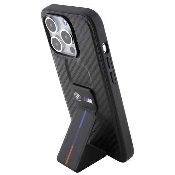 BMW Grip Stand Smooth & Carbon case for iPhone 15 Pro - blackeng