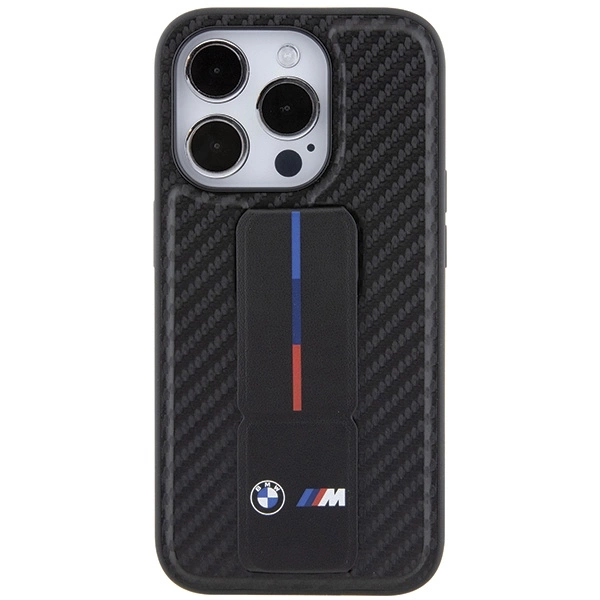 BMW Grip Stand Smooth & Carbon case for iPhone 15 Pro - blackeng