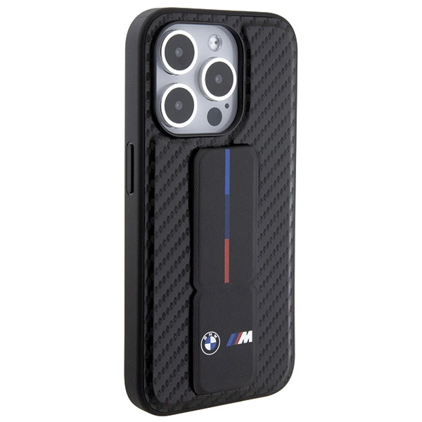 BMW Grip Stand Smooth & Carbon case for iPhone 15 Pro - blackeng