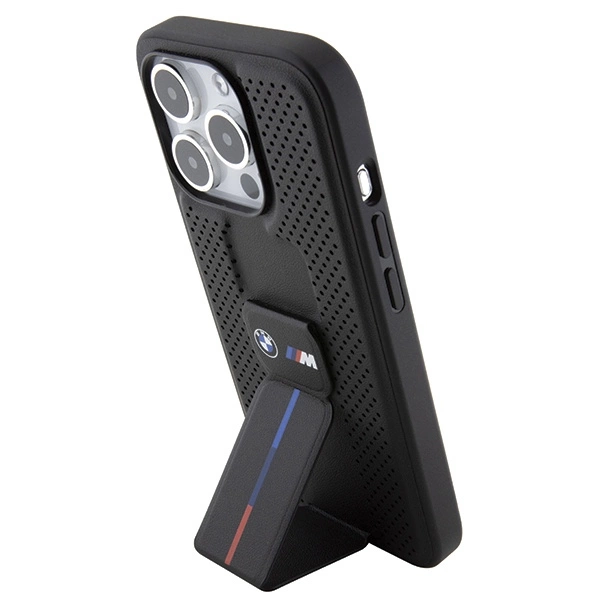 BMW Grip Stand Smooth & Perforated case for iPhone 15 Pro - blackeng