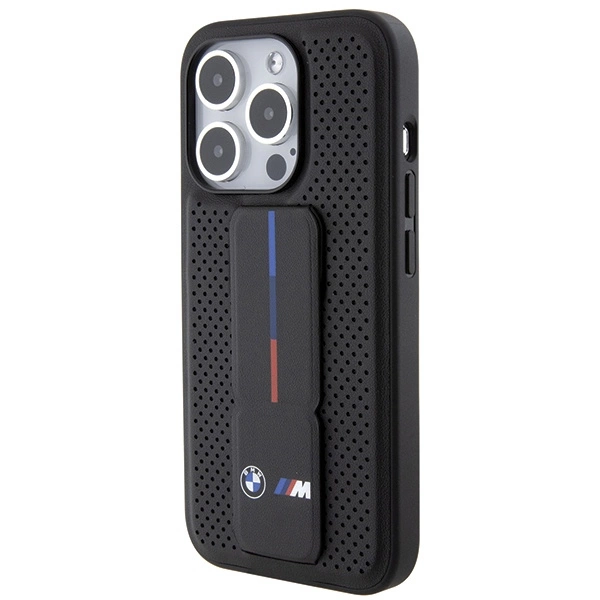 BMW Grip Stand Smooth & Perforated case for iPhone 15 Pro - blackeng