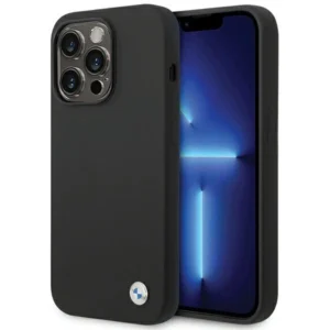BMW Silicone Metal Logo case for iPhone 15 Pro - blackeng