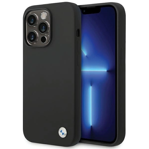 BMW Silicone Metal Logo case for iPhone 15 Pro - blackeng