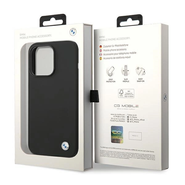 BMW Silicone Metal Logo case for iPhone 15 Pro - blackeng