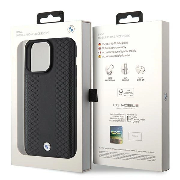 BMW Leather Diamond Pattern case for iPhone 15 Pro Max - blackeng