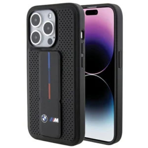 BMW Grip Stand Smooth & Perforated case for iPhone 15 Pro Max - blackeng