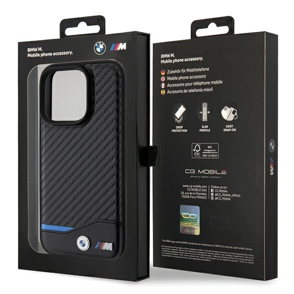 BMW Leather Carbon MagSafe iPhone 15 Pro Case - Blackeng