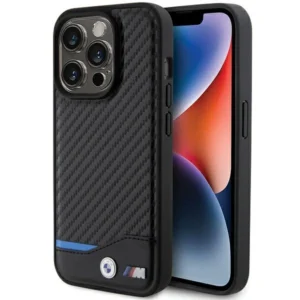 BMW Leather Carbon MagSafe iPhone 15 Pro Max Case - Blackeng