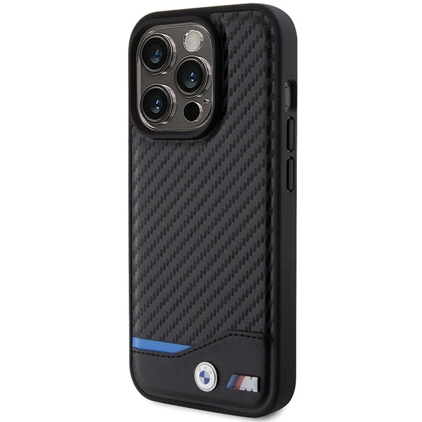 BMW Leather Carbon MagSafe iPhone 15 Pro Max Case - Blackeng