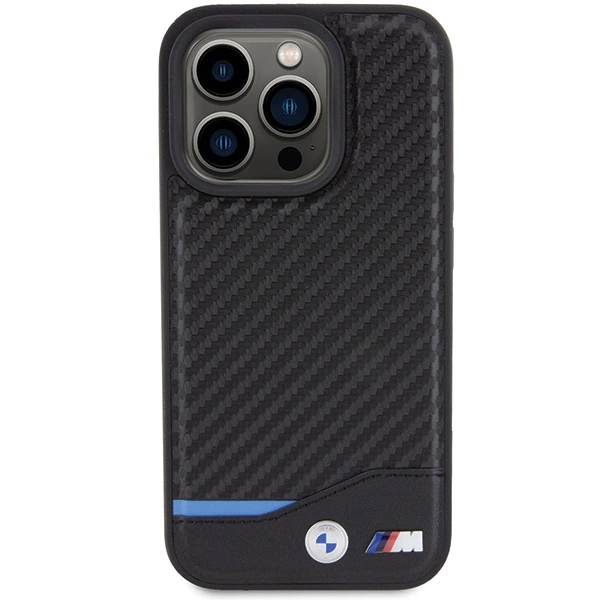 BMW Leather Carbon MagSafe iPhone 15 Pro Max Case - Blackeng