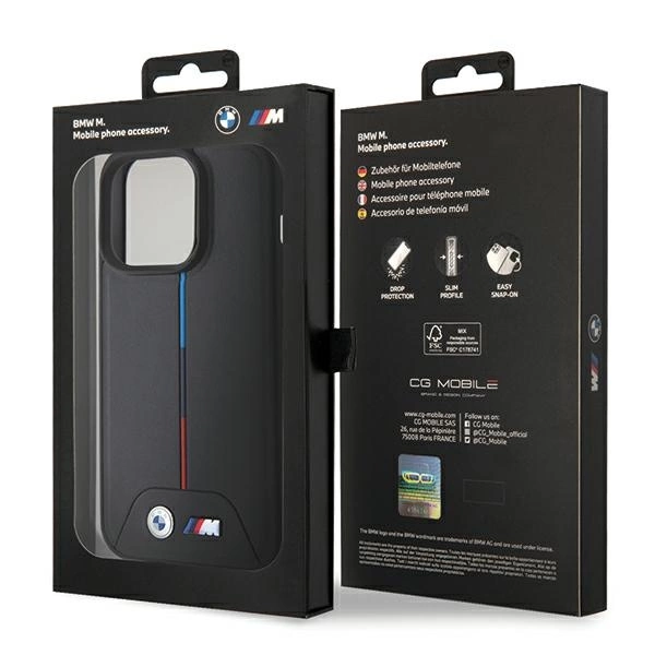 BMW Quilted Tricolor MagSafe case for iPhone 15 Pro Max - blackeng
