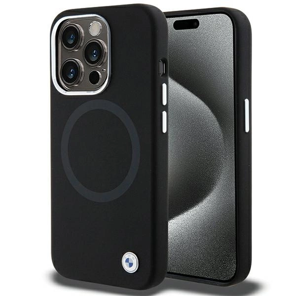 BMW Signature Liquid Silicone MagSafe case for iPhone 15 Pro Max - blackeng
