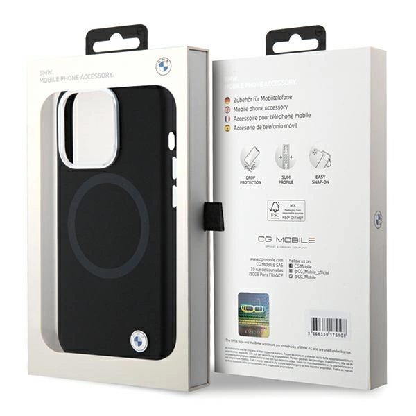 BMW Signature Liquid Silicone MagSafe case for iPhone 15 Pro Max - blackeng