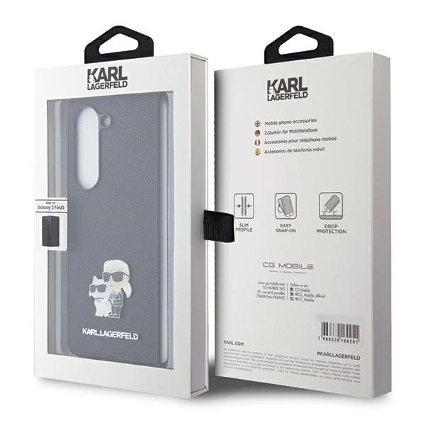 Karl Lagerfeld Saffiano Karl&Choupette Pin case for Samsung Galaxy Z Fold 5 - blackeng